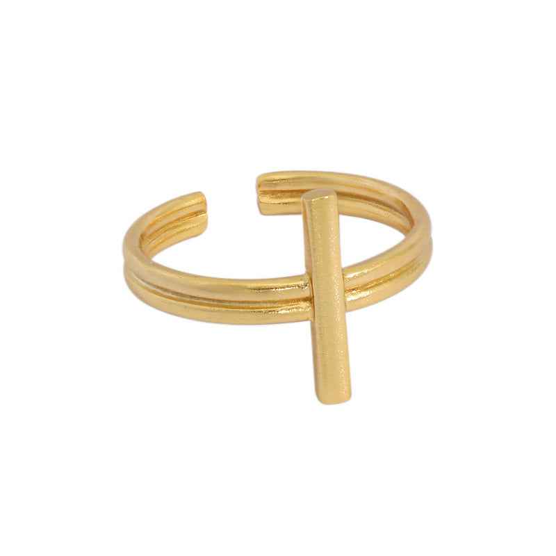 Minimalist Silver Cross Statement Ring