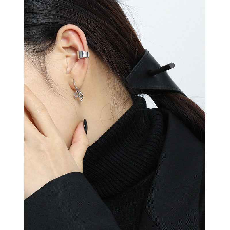 Irregular Surface Sterling Silver Ear Cuff Earring