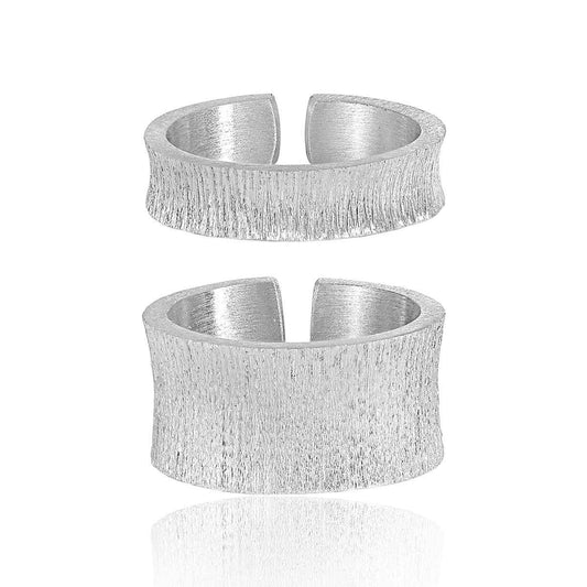 Elysian Brushed Plain Silver Statement Ring