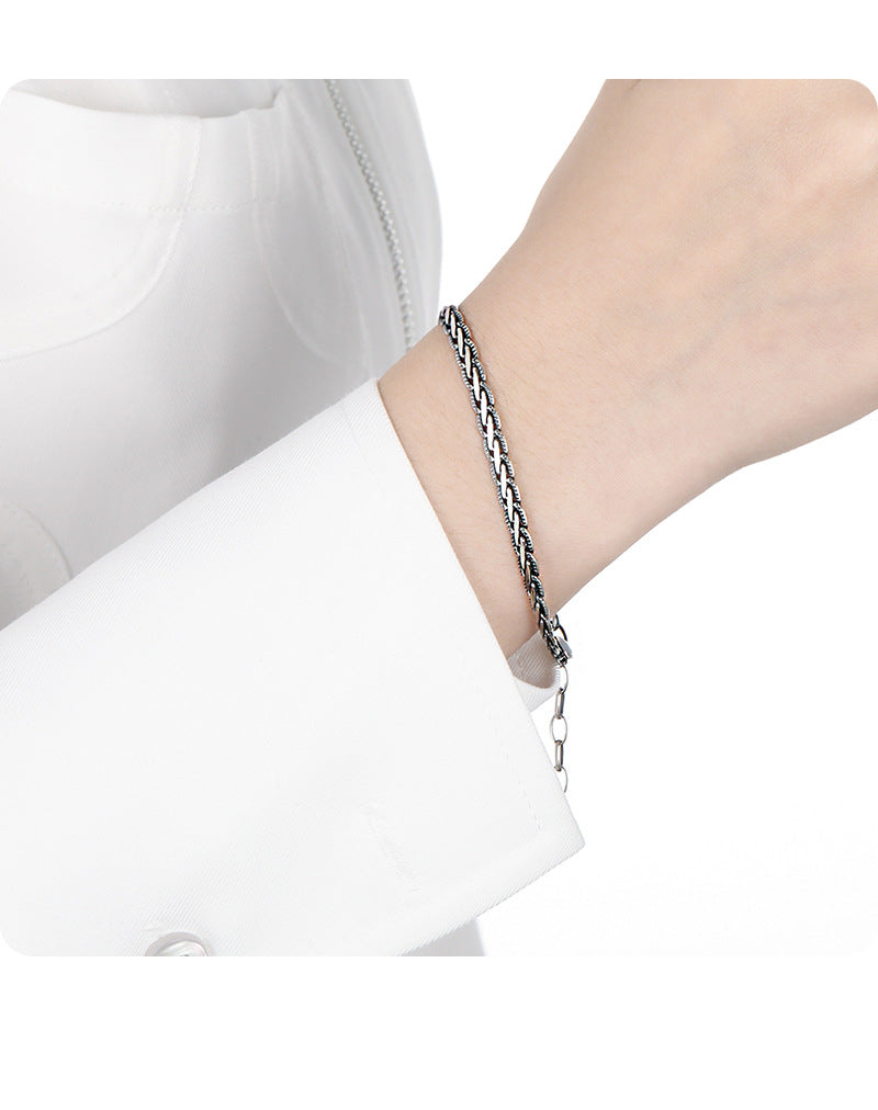 Enchanted Serpent Bone Silver Chain Bracelet