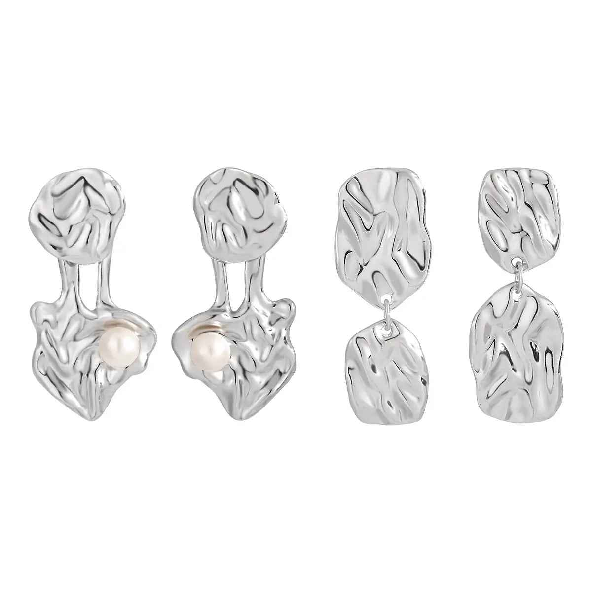 Water Ripple Silver Drop Earrings