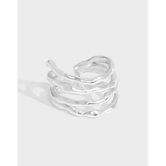 Selene's Irregular Line Silver Statement Ring
