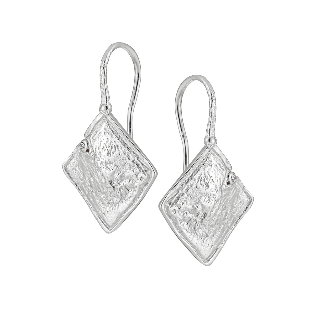 Geometric Square Zircon Silver Drop Earrings