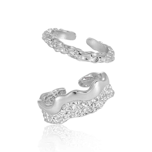 Vulcan's Lava Texture Silver Statement Ring
