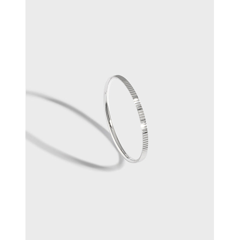 ENGRAVED TEXTURE THIN SILVER RING - OPHRASTUDIO
