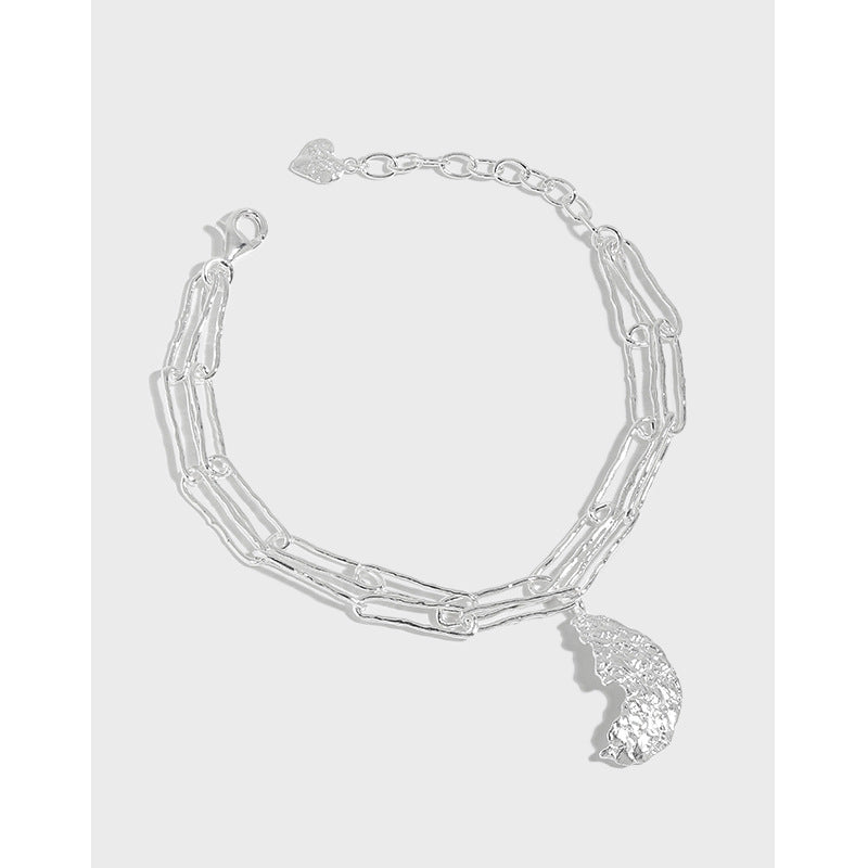 IRREGULAR MOON TEXTURE DOUBLE CHAIN BRACELET OPHRASTUDIO