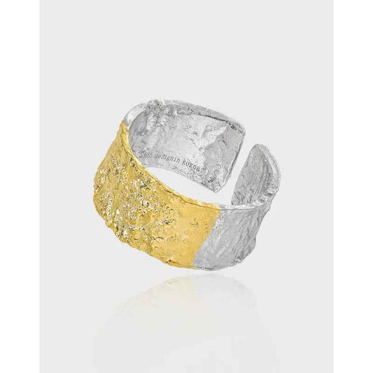 Frosted Edge Silver Statement Ring