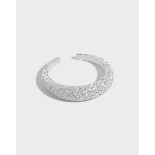 Celeste's Matte Geometric Luxury Silver Stacking Ring