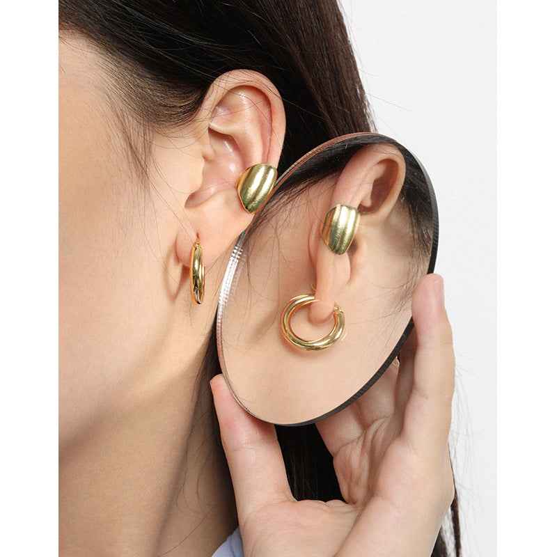 Echo's Geometric Circle Silver Hoop Earrings