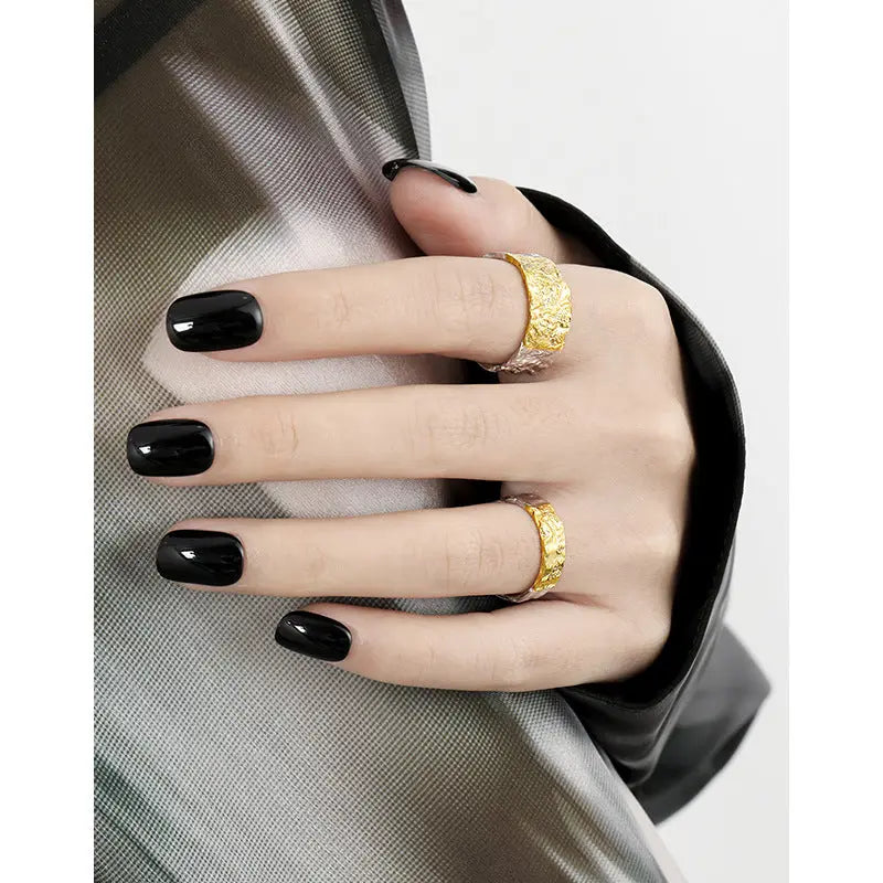 Frosted Edge Silver Statement Ring