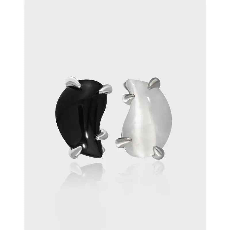 Midnight Drop Silver Stud Earrings