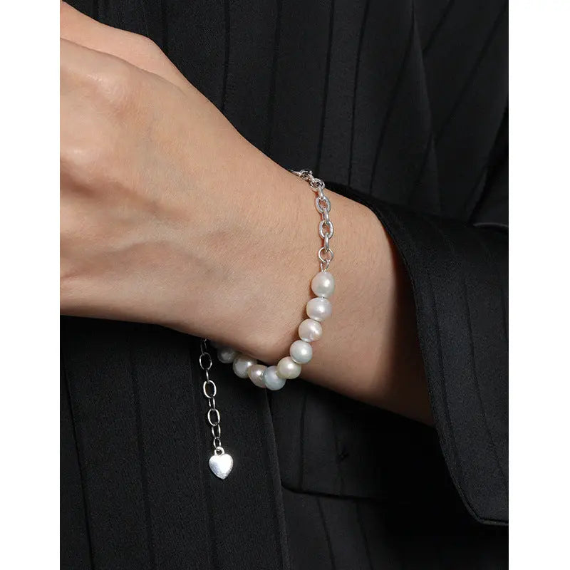 Baroque Pearl Luxe Silver Chain Bracelet