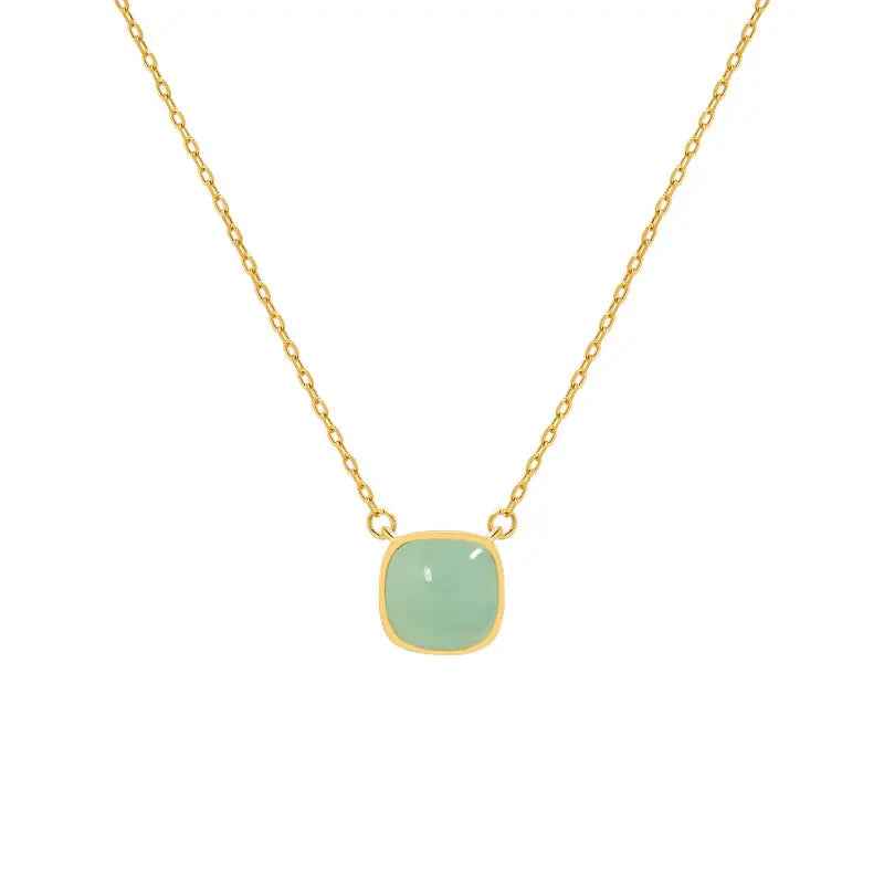 Morganna's Square Epoxy Silver Pendant Necklace