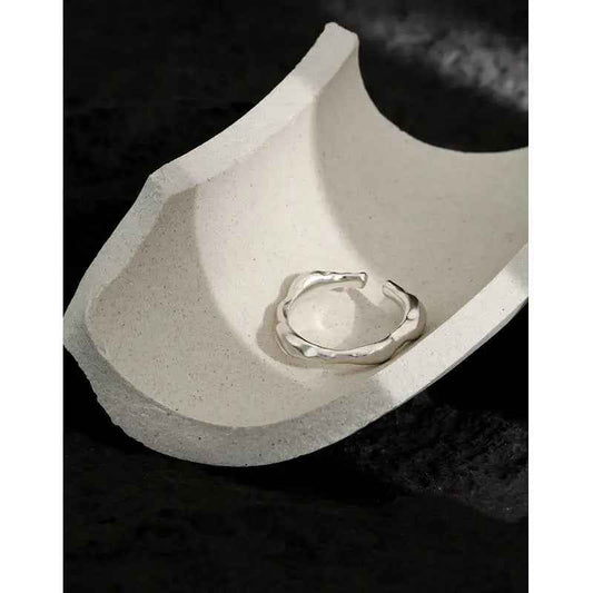 Morgana's Retro Hammered Texture Silver Stacking Ring