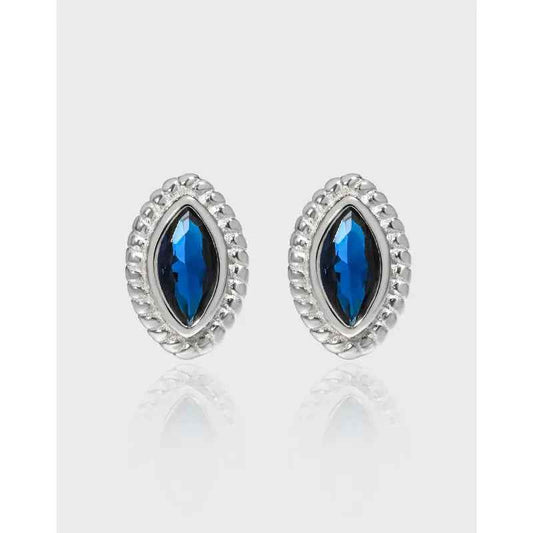 Isolde's Rhombus Blue Silver Stud Earrings