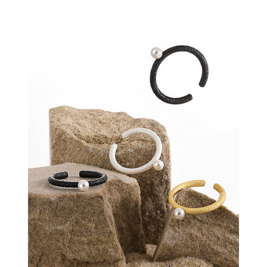 Tiana's Stripe Silver Pearl Ring