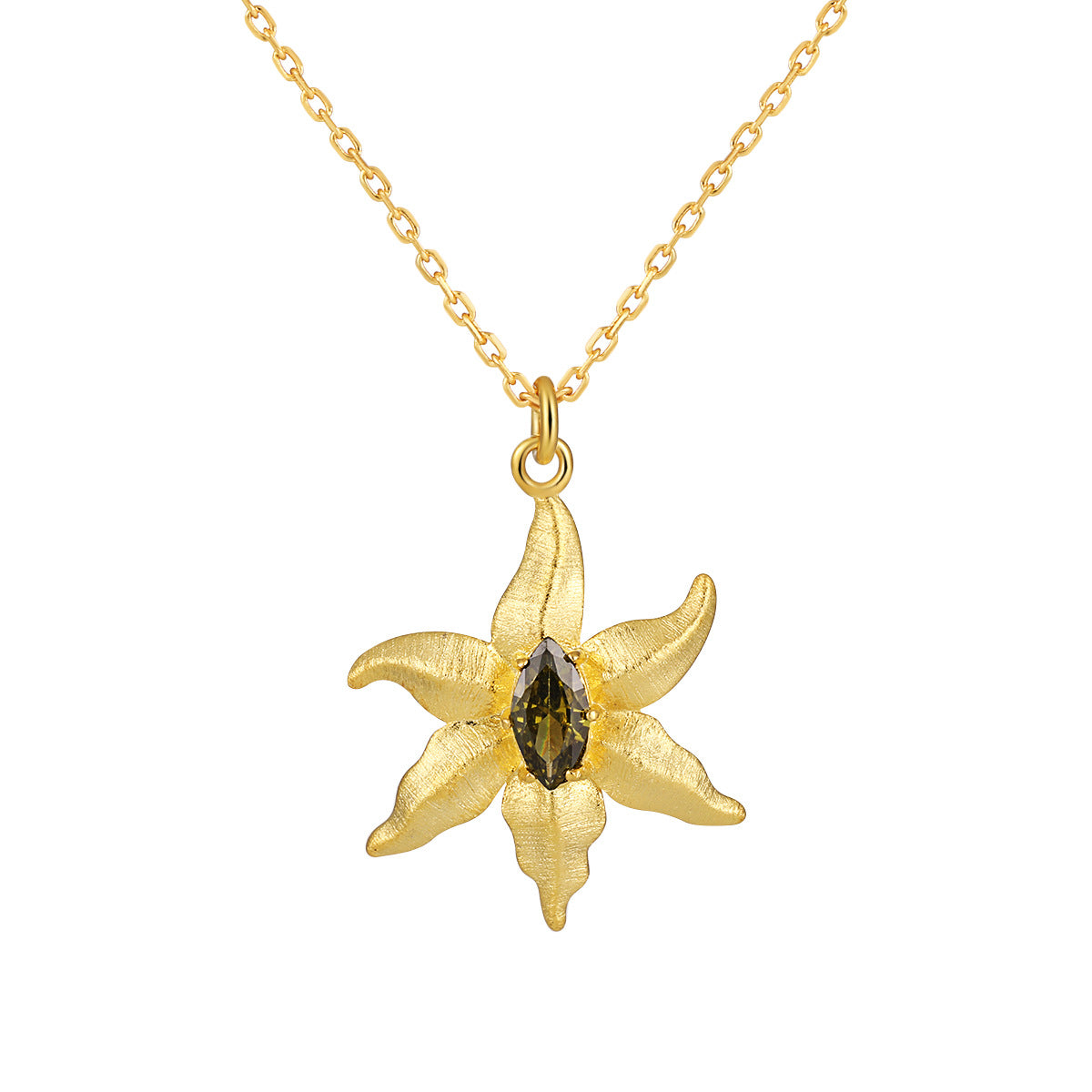 Peridot Starfish Pendant Necklace OPHRASTUDIO