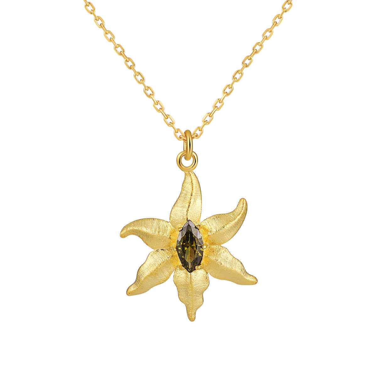 Peridot Starfish Pendant Necklace