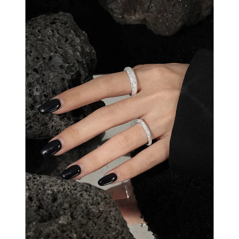CELESTE'S MATTE GEOMETRIC LUXURY SILVER RING - OPHRASTUDIO