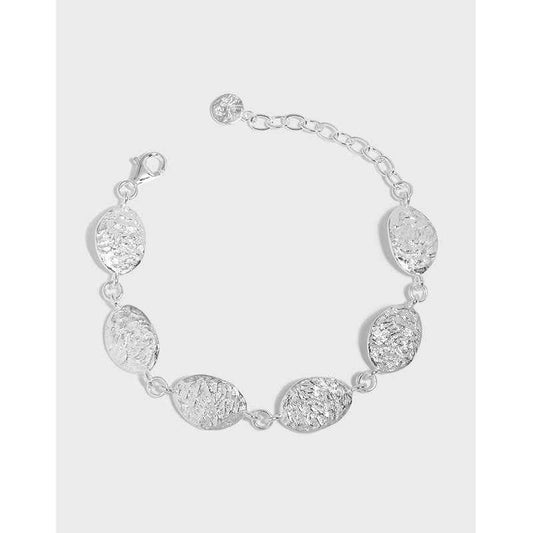 Leaf Texture Silver Chain Bracelet