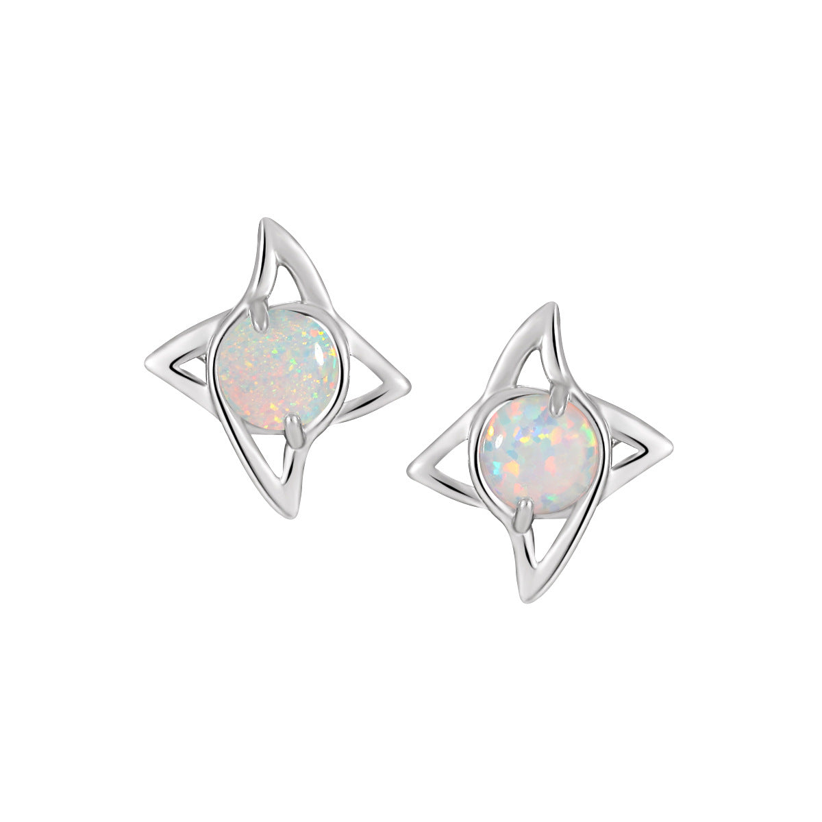 LUMINA'S TETRAGONAL STAR SILVER EAR STUDS - OPHRASTUDIO