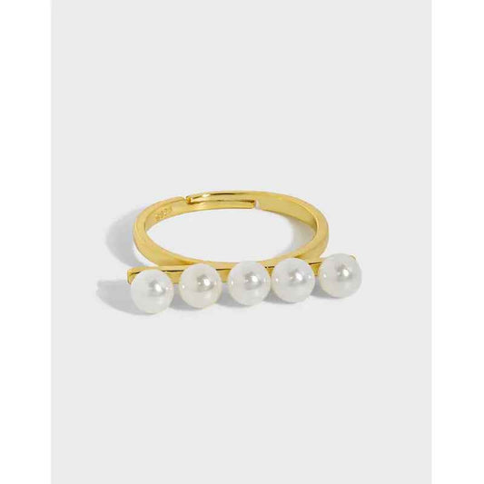 Micro-Inlaid Silver Pearl Ring