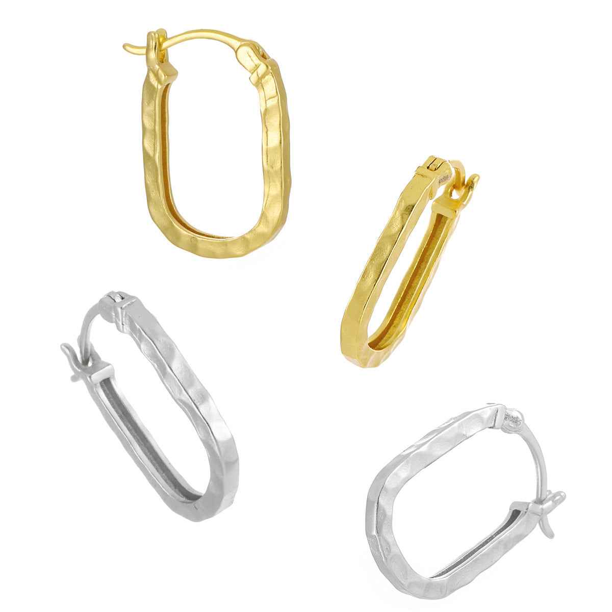 Rippled Texture Silver Hoop Earrings
