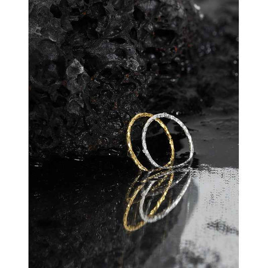 Tin Foil Texture Silver Stacking Ring