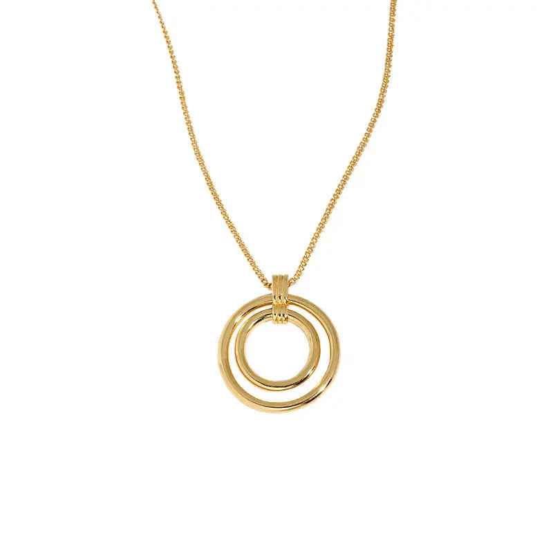 Athena's Geometric Circle Silver Pendant Necklace