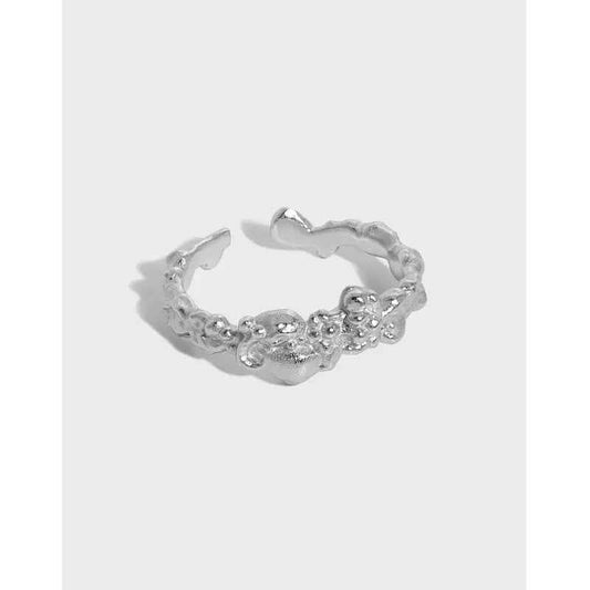 Hephaestus' Lava Texture Silver Statement Ring