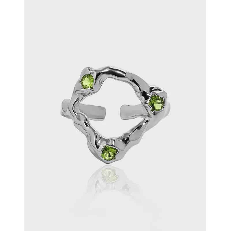Elysia's Green Silver Statement Ring