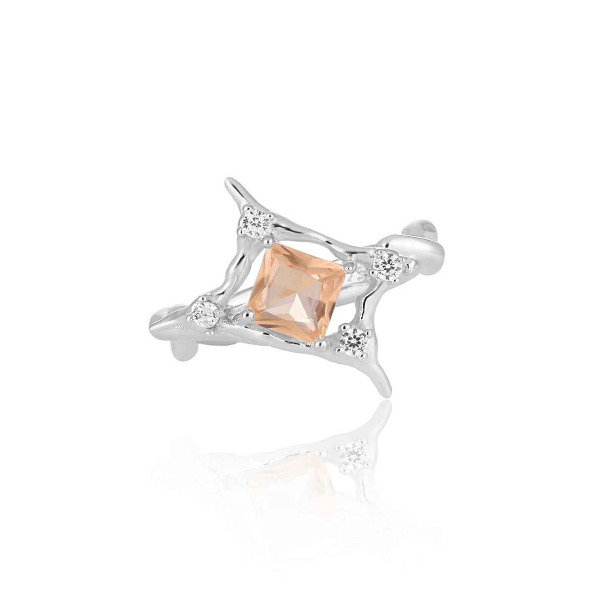 Stellar Square Zirconia Silver Statement Ring