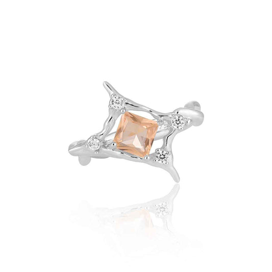 Stellar Square Zirconia Silver Statement Ring