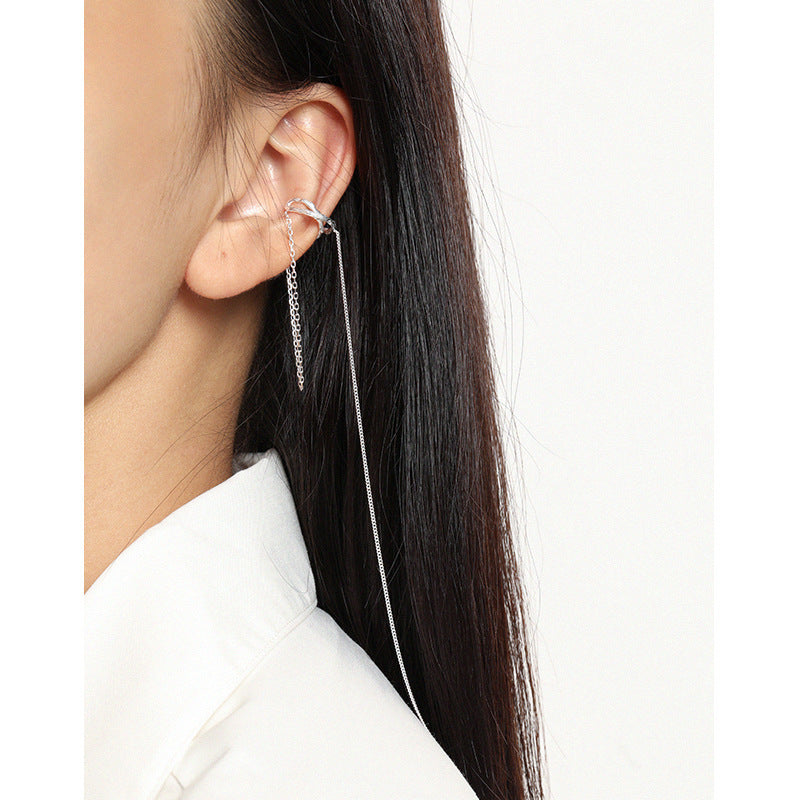 Tassel Chain Sterling Silver Ear Cuff OPHRASTUDIO