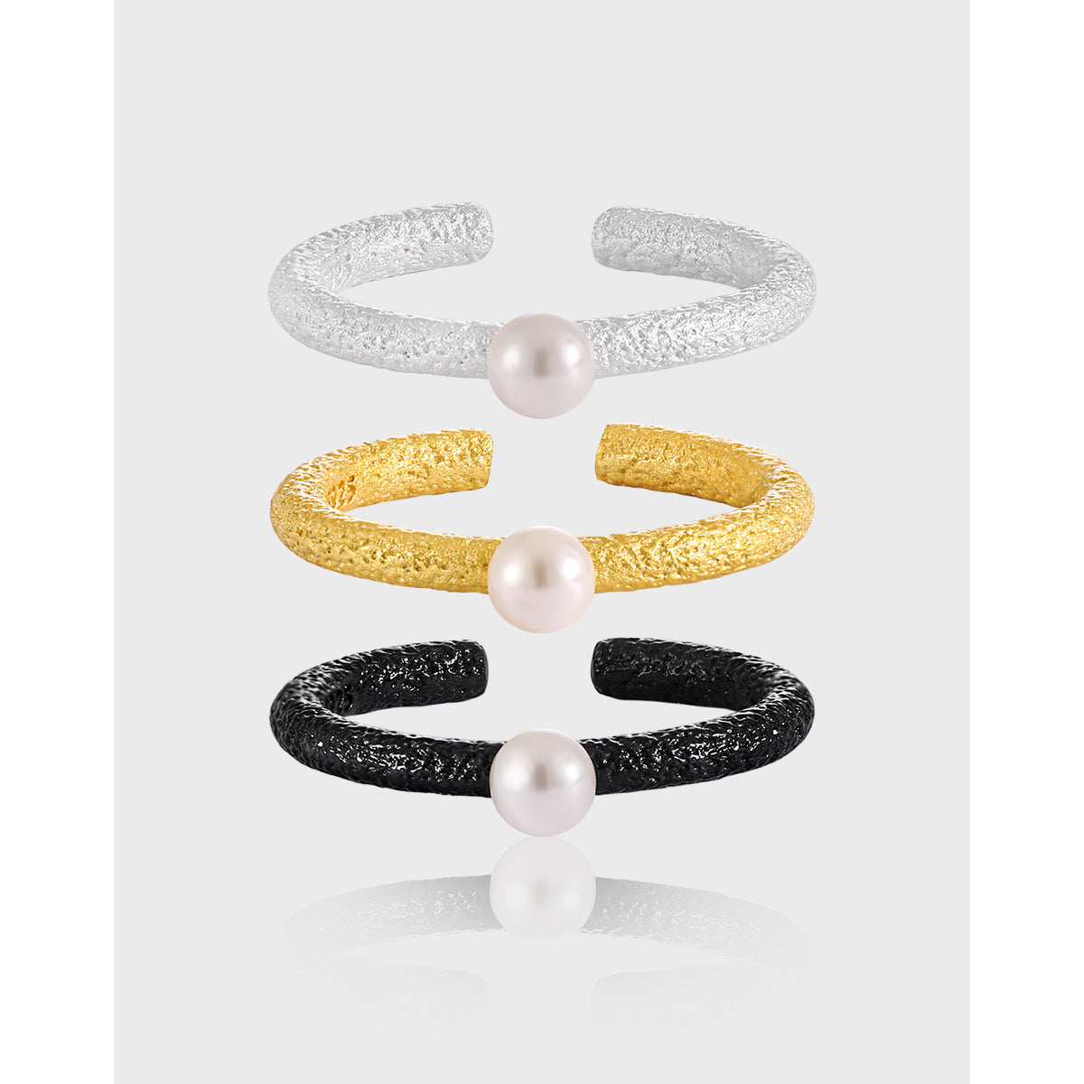 TIANA'S PEARL STRIPE SILVER RING OPHRASTUDIO