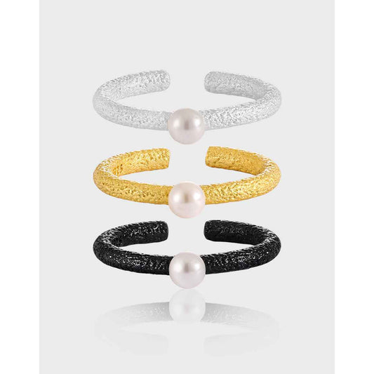 Tiana's Stripe Silver Pearl Ring