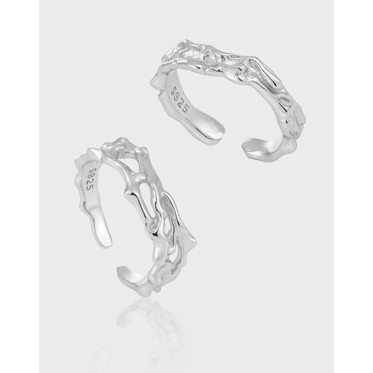 CINDERELLA'S CHARM LAVA TEXTURE SILVER RING OPHRASTUDIO