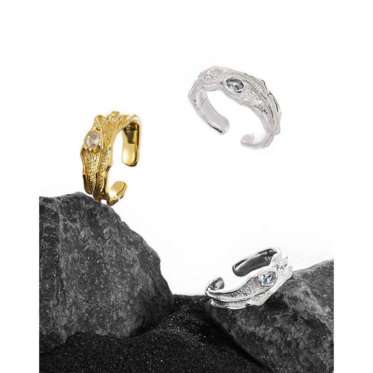 Belle's Stripe Silver Statement Ring