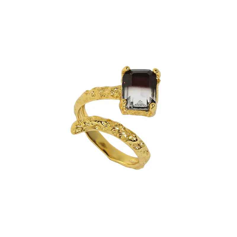 Freya's Tourmaline Texture Silver Statement Ring