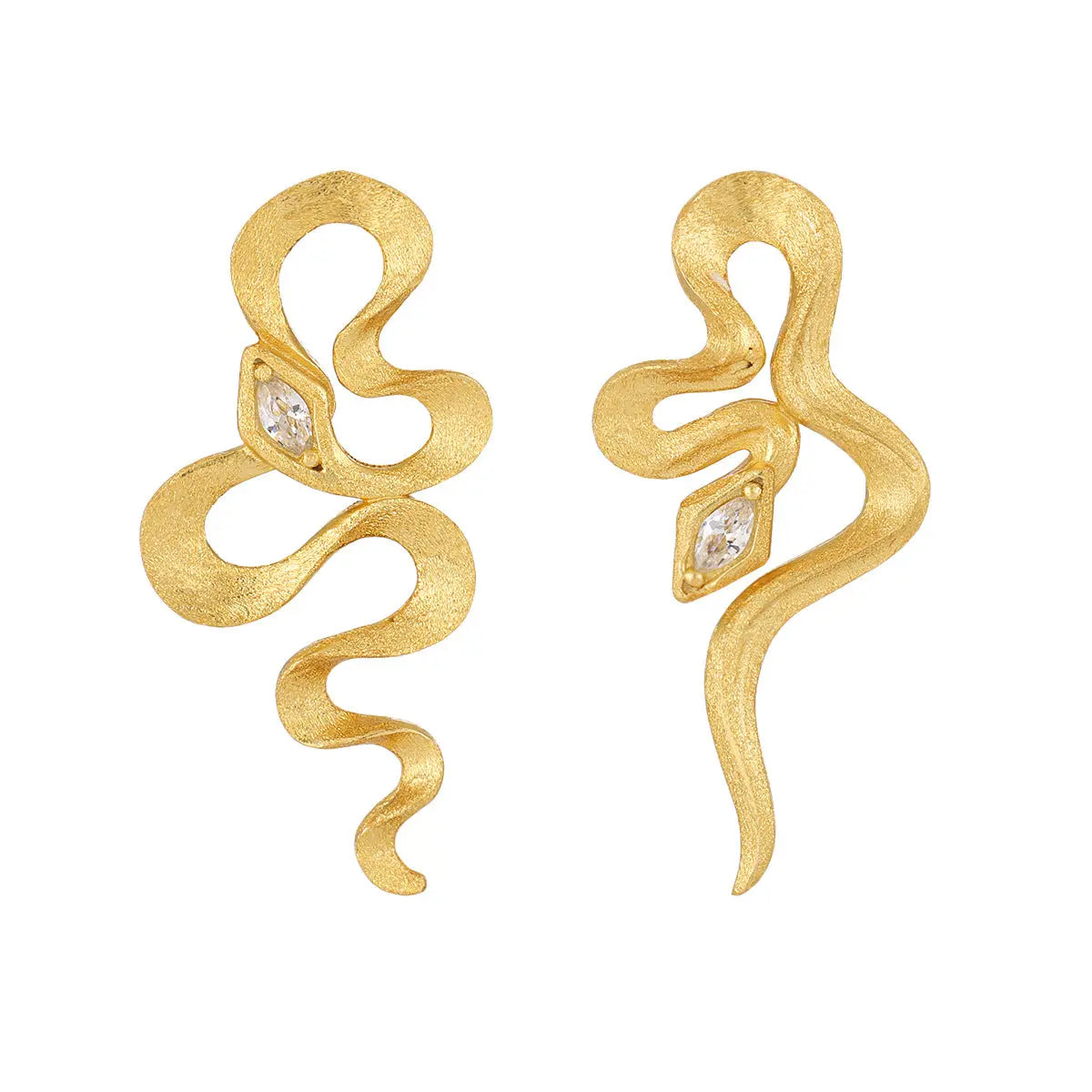 MEDEA'S SERPENTINE ZIRCON SILVER EAR STUDS - OPHRASTUDIO