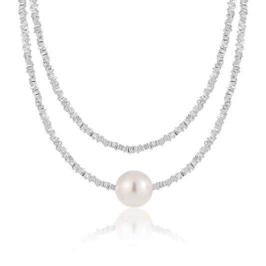 Ophelia's Whisper Silver Pearl Necklace