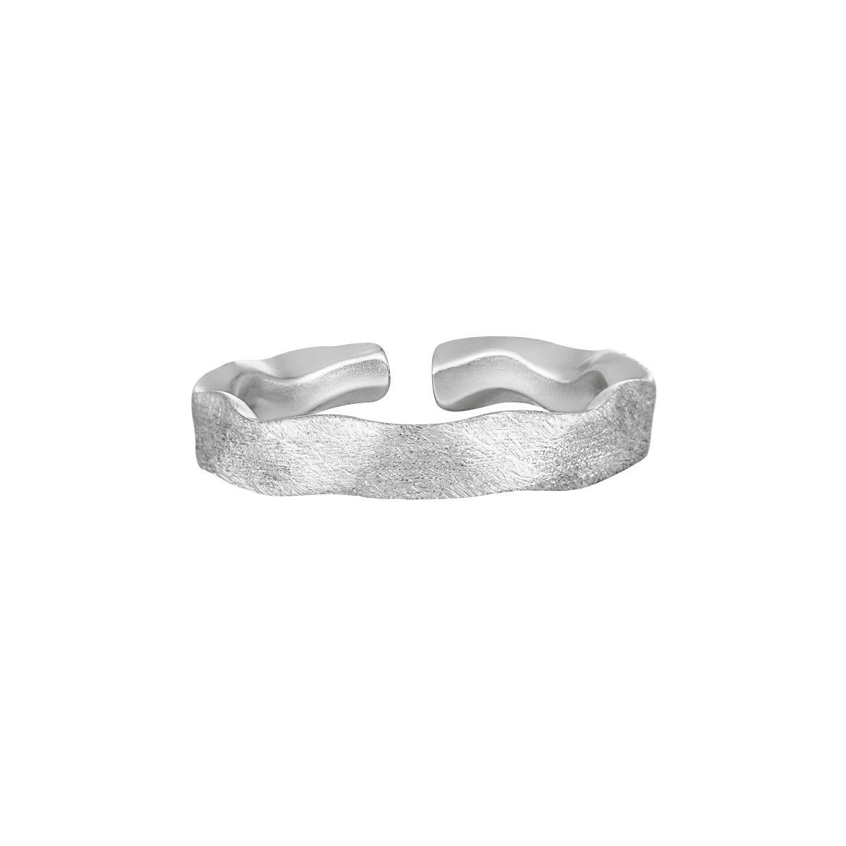Wrinkled Matte Brushed Silver Band Ring OPHRASTUDIO