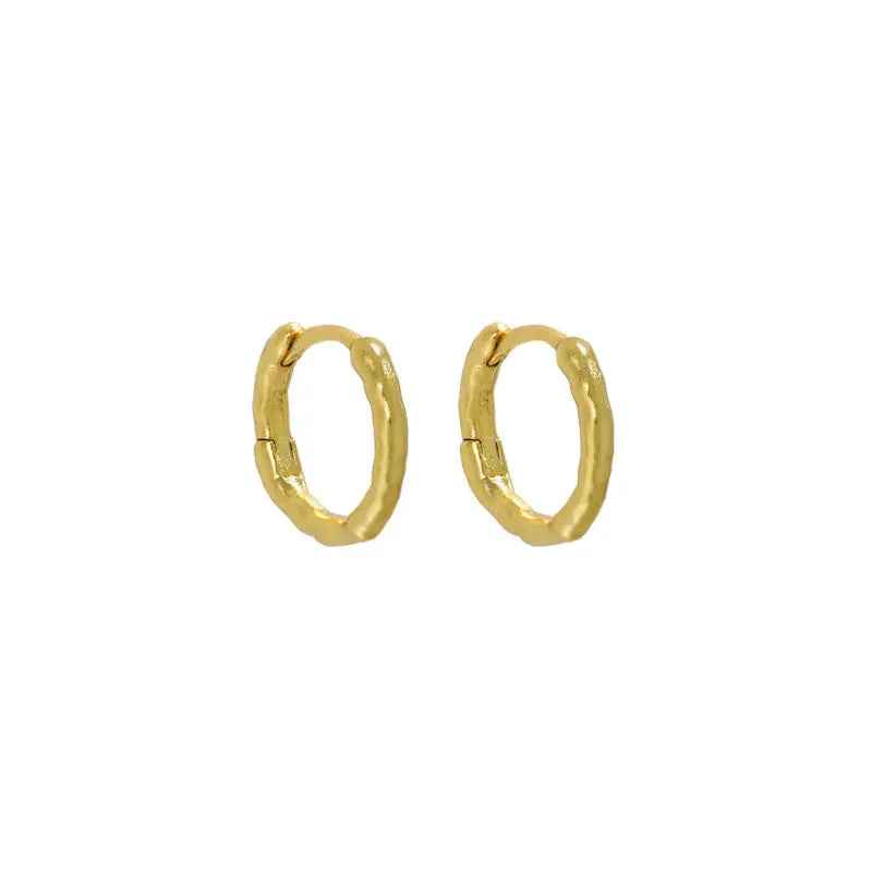 Irregular Matte Circle Silver Hoop Earrings