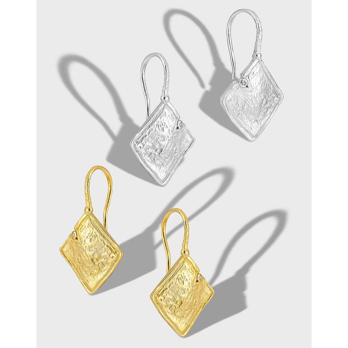 LAVA TEXTURE GEOMETRIC SQUARE ZIRCON EARRINGS OPHRASTUDIO
