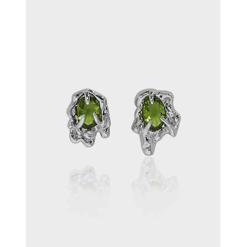 Ethereal Flames Silver Stud Earrings