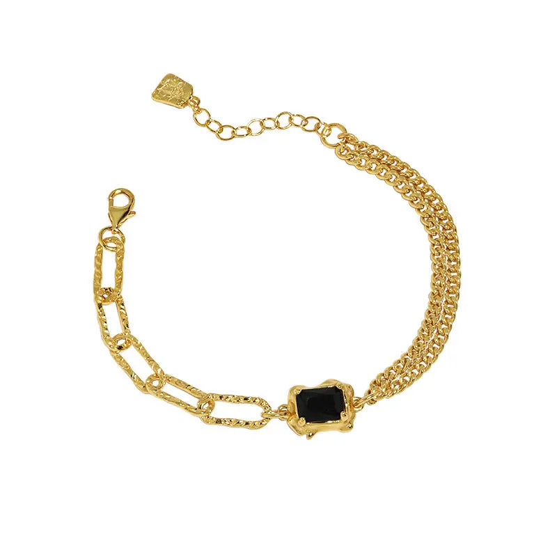 ELODIE'S MICRO-INLAID ZIRCON DOUBLE-LAYER SILVER BRACELET - OPHRASTUDIO