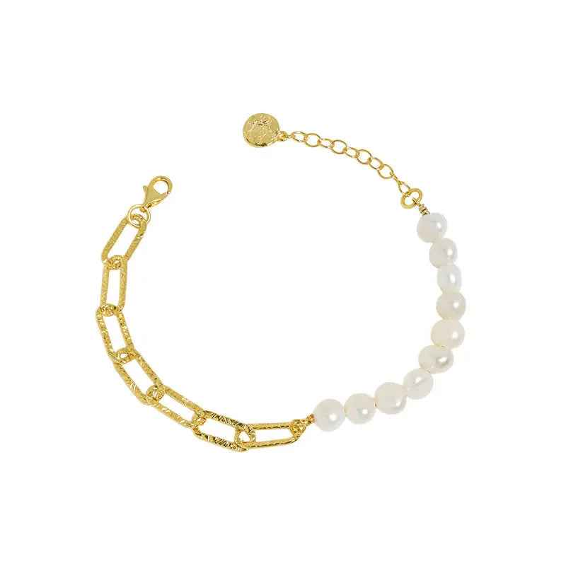 Baroque Pearl Elegance Silver Chain Bracelet
