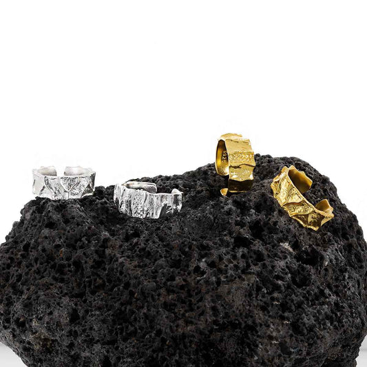 AURORA'S IRREGULAR PLEATED SILVER RING OPHRASTUDIO