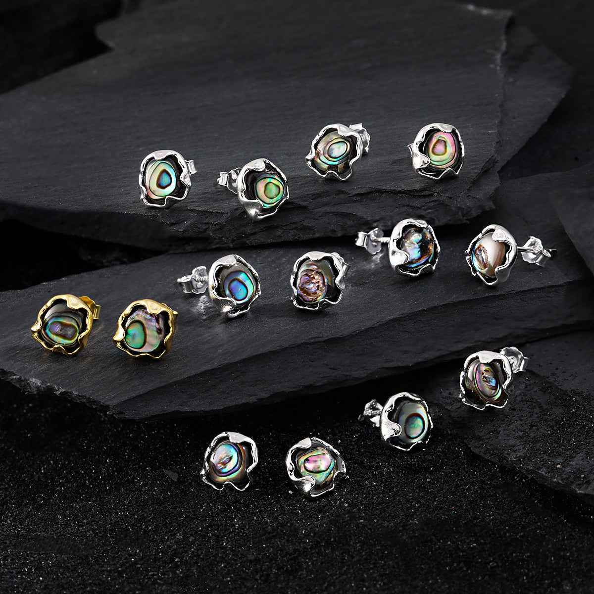 Iridescent Abalone Stud Earrings