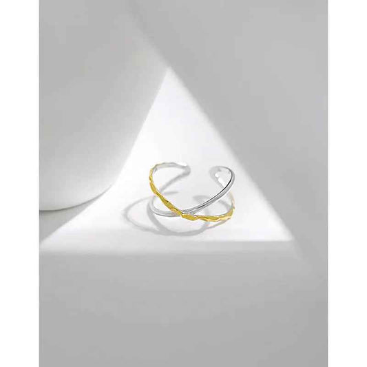Dual Texture Silver Stacking Ring